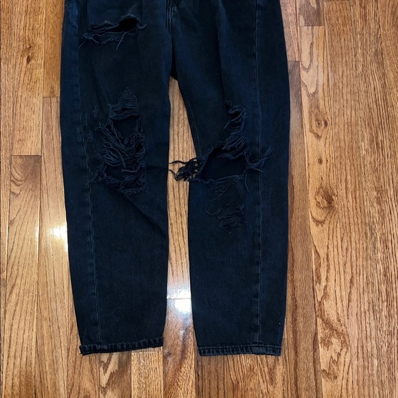 American Eagle Black Distressed High Rise Denim Jeans Women’s Size 6 Short - Picture 4 of 12